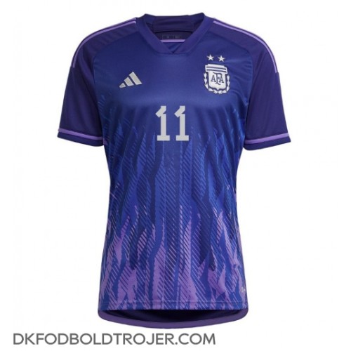 Billige Argentina Angel Di Maria #11 Udebane Fodboldtrøjer VM 2022 Kortærmet